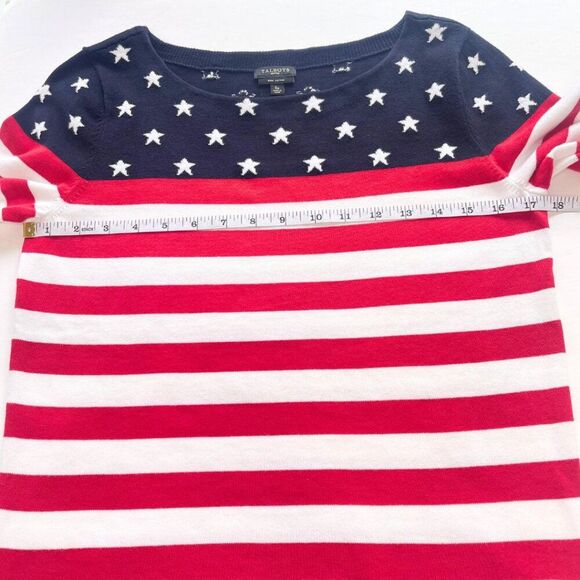 Talbots Patriotic American Flag Short Sleeved Sweater Small Petite - Picture 9 of 12